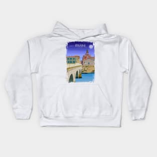 Rimini Italy Vintage Minimal Retro Italian Travel Poster Kids Hoodie